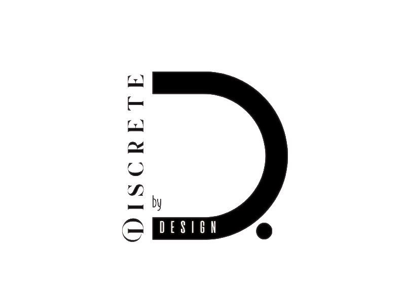 Discrete by Design stylized D logo